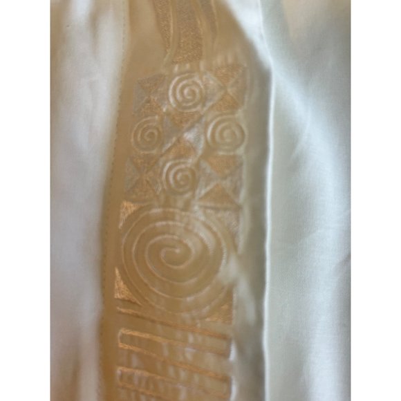 Vintage Studio IV Womens Top Medium Ivory Short Sleeve Embroidered Front - Picture 5 of 8